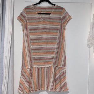 Caslon Linen V-neck Striped Dress